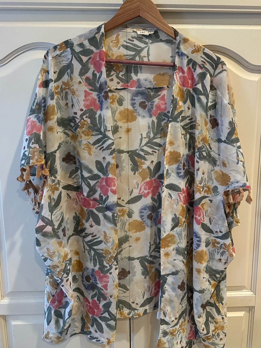 JODIFL Floral Kimono Tunic in White, Pink, Yellow and Green